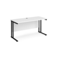 Maestro 25 straight desk 1400mm x 600mm - black cantilever leg frame and white top
