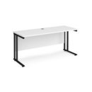 Maestro 25 straight desk 1600mm x 600mm - black cantilever leg frame and white top