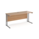 Maestro 25 straight desk 1600mm x 600mm - silver cantilever leg frame and beech top