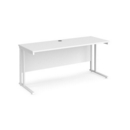 Maestro 25 straight desk 1600mm x 600mm - white cantilever leg frame and white top