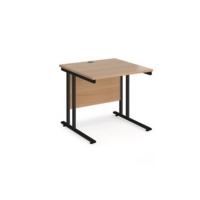 Maestro 25 straight desk 800mm x 800mm - black cantilever leg frame and beech top