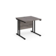 Maestro 25 straight desk 800mm x 800mm - black cantilever leg frame and grey oak top