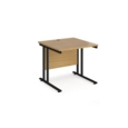 Maestro 25 straight desk 800mm x 800mm - black cantilever leg frame and oak top