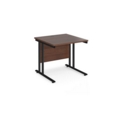 Maestro 25 straight desk 800mm x 800mm - black cantilever leg frame and walnut top