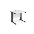 Maestro 25 straight desk 800mm x 800mm - black cantilever leg frame and white top