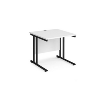 Maestro 25 straight desk 800mm x 800mm - black cantilever leg frame and white top