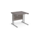 Maestro 25 straight desk 800mm x 800mm - silver cantilever leg frame and grey oak top