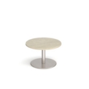 Monza circular coffee table with flat round brushed steel base 800mm - made to order