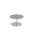 Monza circular coffee table with flat round brushed steel base 800mm - grey oak