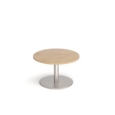 Monza circular coffee table with flat round brushed steel base 800mm - kendal oak