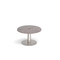 Monza circular coffee table 800mm with central circular cutout 80mm - grey oak