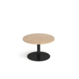 Monza circular coffee table with flat round black base 800mm - kendal oak