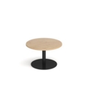 Monza circular coffee table with flat round black base 800mm - kendal oak