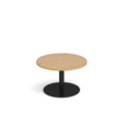 Monza circular coffee table with flat round black base 800mm - oak