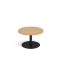 Monza circular coffee table with flat round black base 800mm - oak