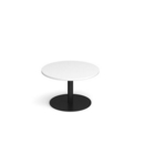 Monza circular coffee table with flat round black base 800mm - white