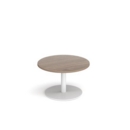 Monza circular coffee table with flat round white base 800mm - barcelona walnut