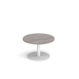 Monza circular coffee table with flat round white base 800mm - grey oak