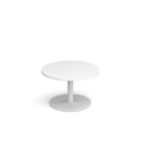 Monza circular coffee table with flat round white base 800mm - white