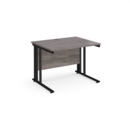 Maestro 25 straight desk 1000mm x 800mm - black cable managed leg frame and grey oak top