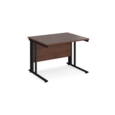 Maestro 25 straight desk 1000mm x 800mm - black cable managed leg frame and walnut top