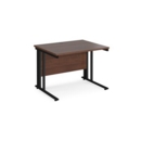 Maestro 25 straight desk 1000mm x 800mm - black cable managed leg frame and walnut top