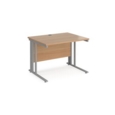 Maestro 25 straight desk 1000mm x 800mm - silver cable managed leg frame and beech top