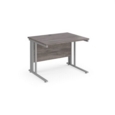 Maestro 25 straight desk 1000mm x 800mm - silver cable managed leg frame and grey oak top
