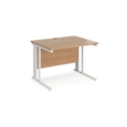 Maestro 25 straight desk 1000mm x 800mm - white cable managed leg frame and beech top