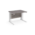Maestro 25 straight desk 1000mm x 800mm - white cable managed leg frame and grey oak top