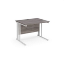 Maestro 25 straight desk 1000mm x 800mm - white cable managed leg frame and grey oak top