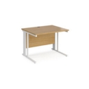 Maestro 25 straight desk 1000mm x 800mm - white cable managed leg frame and oak top