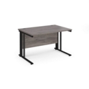 Maestro 25 straight desk 1200mm x 800mm - black cable managed leg frame and grey oak top