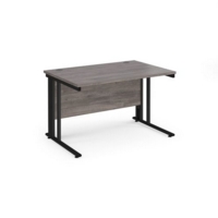 Maestro 25 straight desk 1200mm x 800mm - black cable managed leg frame and grey oak top