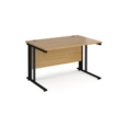 Maestro 25 straight desk 1200mm x 800mm - black cable managed leg frame and oak top