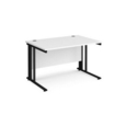 Maestro 25 straight desk 1200mm x 800mm - black cable managed leg frame and white top