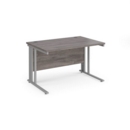 Maestro 25 straight desk 1200mm x 800mm - silver cable managed leg frame and grey oak top