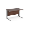 Maestro 25 straight desk 1200mm x 800mm - silver cable managed leg frame and walnut top