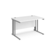 Maestro 25 straight desk 1200mm x 800mm - silver cable managed leg frame and white top