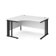 Maestro 25 left hand ergonomic desk 1400mm wide - black cable managed leg frame and white top