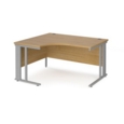 Maestro 25 left hand ergonomic desk 1400mm wide - silver cable managed leg frame and oak top