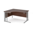 Maestro 25 left hand ergonomic desk 1400mm wide - silver cable managed leg frame and walnut top