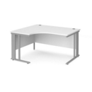 Maestro 25 left hand ergonomic desk 1400mm wide - silver cable managed leg frame and white top