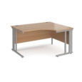 Maestro 25 right hand ergonomic desk 1400mm wide - silver cable managed leg frame and beech top