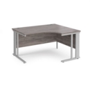 Maestro 25 right hand ergonomic desk 1400mm wide - silver cable managed leg frame and grey oak top