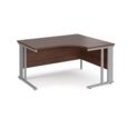 Maestro 25 right hand ergonomic desk 1400mm wide - silver cable managed leg frame and walnut top