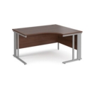 Maestro 25 right hand ergonomic desk 1400mm wide - silver cable managed leg frame and walnut top