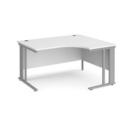 Maestro 25 right hand ergonomic desk 1400mm wide - silver cable managed leg frame and white top