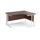 Maestro 25 right hand ergonomic desk 1400mm wide - white cable managed leg frame and walnut top