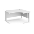 Maestro 25 right hand ergonomic desk 1400mm wide - white cable managed leg frame and white top